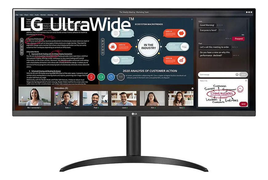 Monitor Ultrawide LG 34 Ips Full Hd Hdr10 Amd Freesync 34wp Cor Preto
