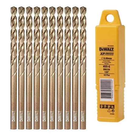 Broca Aço Rápido Gold Ferrous 6,00mm Com 10 Unidades Dewalt