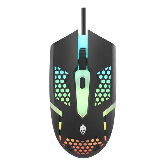 Mouse Gamer Rgb Furado Colmeia Eg-112 Starter Evolut 1600dpi Cor Preto