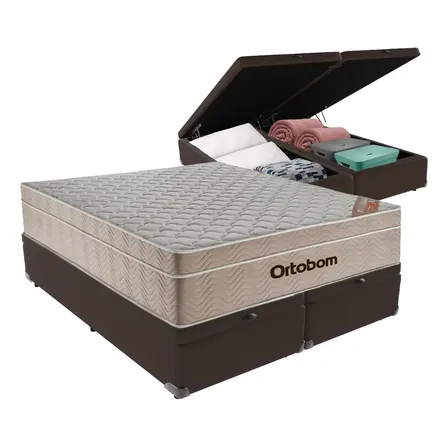 Cama box bau Ortobom Airtech marrom 198cm x 158cm