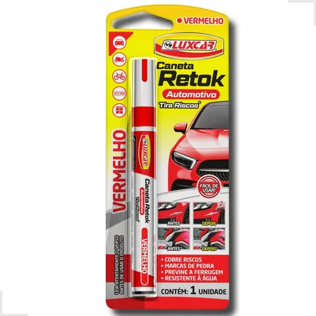 Caneta Tira Riscos Pintura Automotiva Carro Moto Reparadora Cor Vermelho