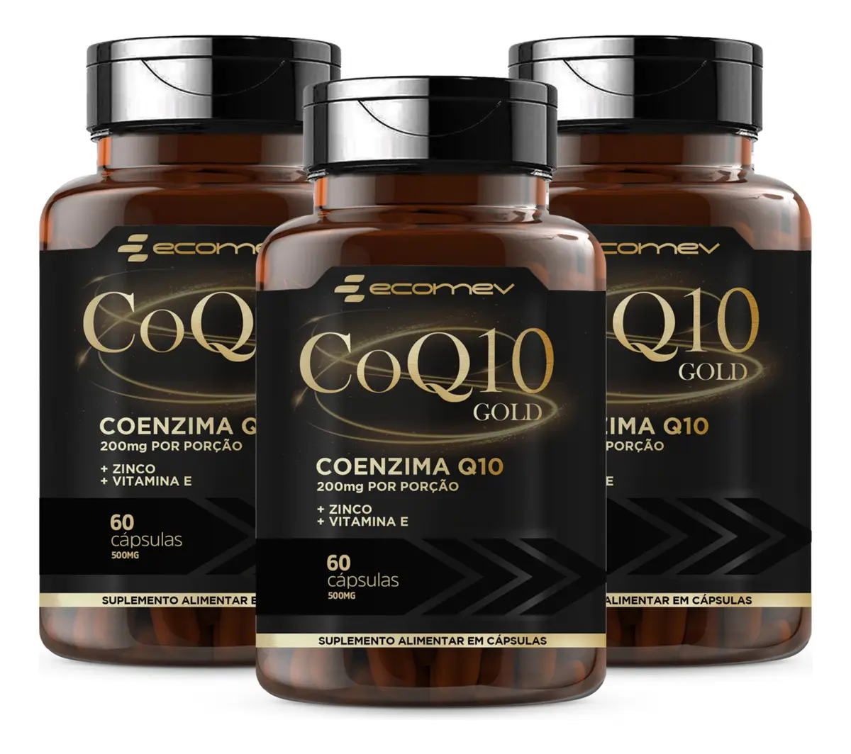 3x Coq10 Gold 200mg De Coenzima Q10 Pura + Vit E Zinco 180cp Sabor Sem sabor