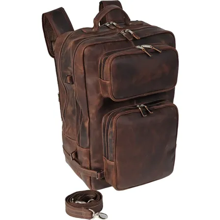 Mochila De Couro Legítimo Alternative Mochila Para Viagem Cor Fóssil Pinhão