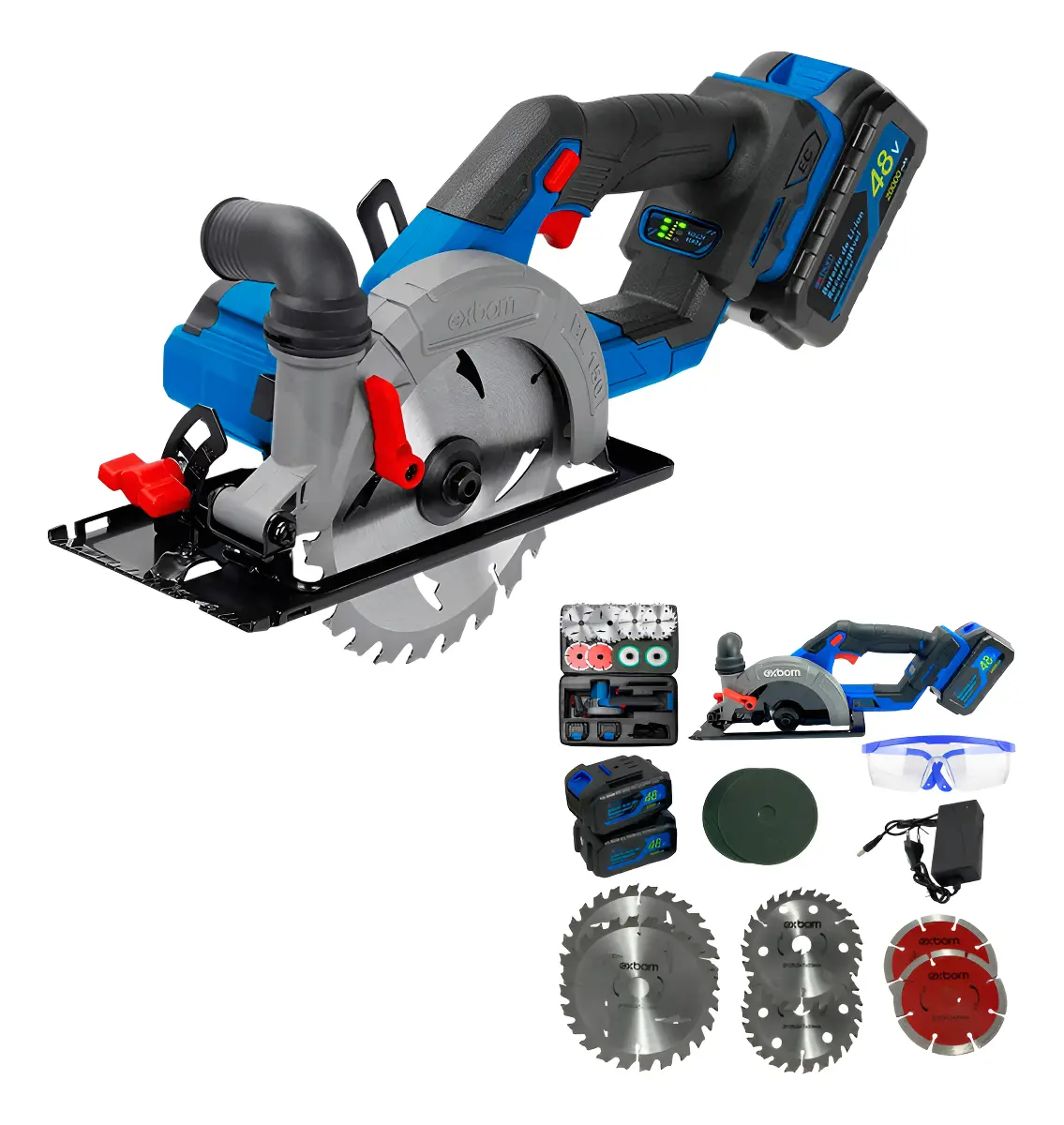 Serra Circular 48v Sem Fio Brushless Com 2 Baterias