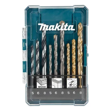 Kit 9 Brocas Furadeira Madeira/concreto/aço + Estojo Makita
