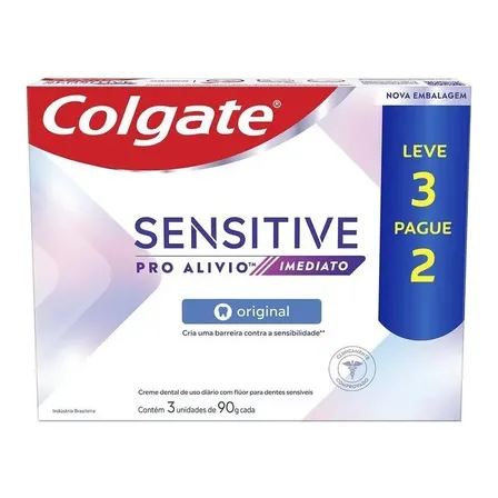 Creme Dental para Sensibilidade Colgate Sensitive Pro Alívio Imediato Original 90g 3 unidades