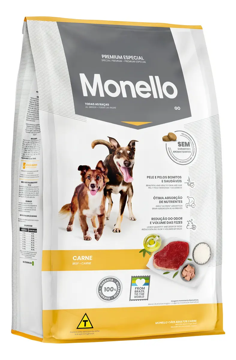 Ração Monello Go Carne 15kg Cães Adultos Todas Raças