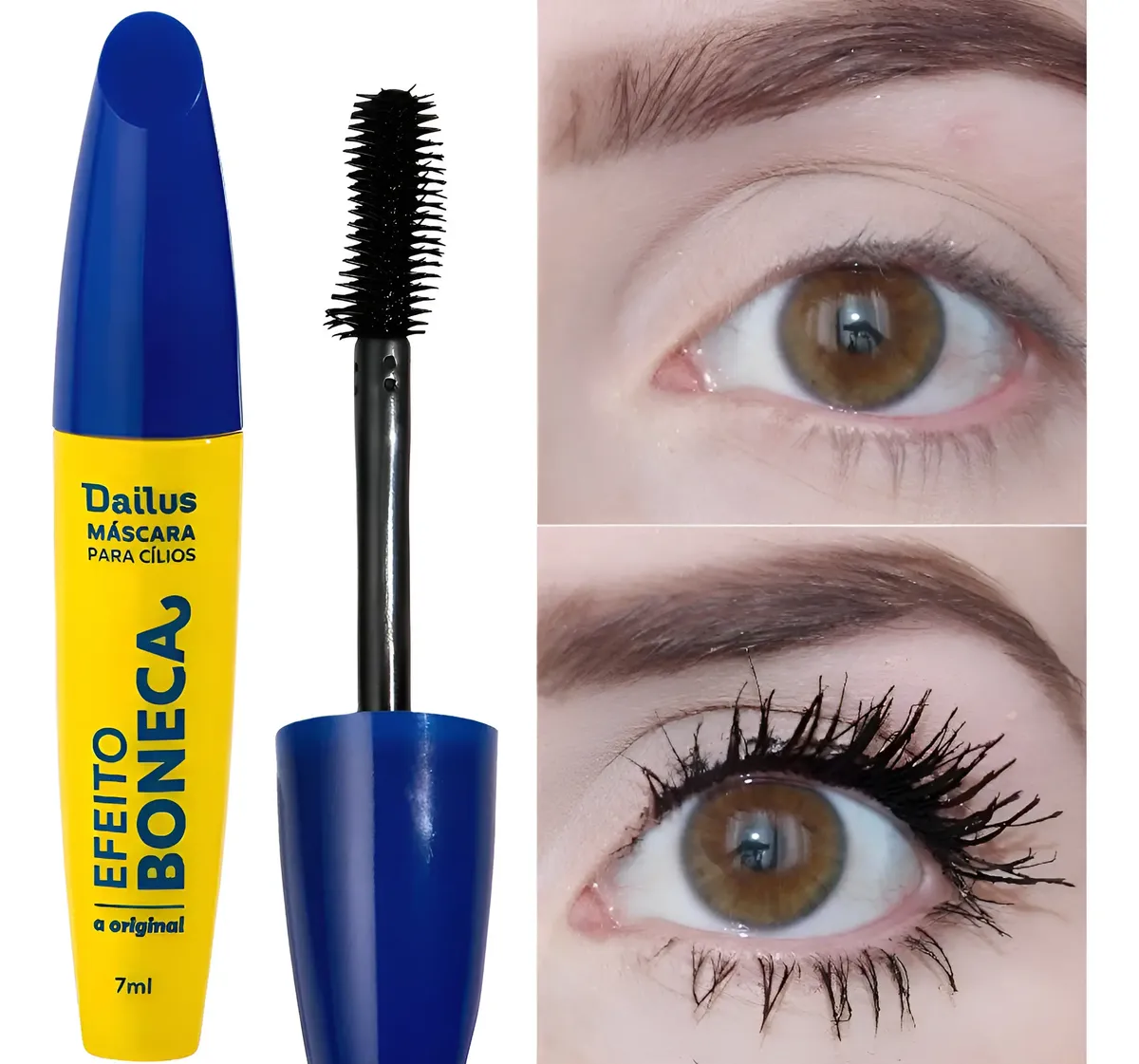 Máscara Cílios Dailus Power Efeito Boneca 7ml Preto Com Nf Preto