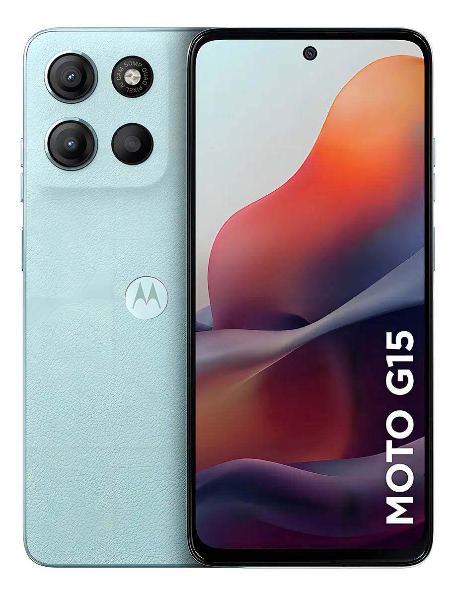 Smartphone Motorola Moto G15 - 128gb 4GB RAM + 8GB RAM Boost E Camera 50mp Com Ai E Night Vision Bateria De 5200 Mah Tela Fhd+ 6.7 Com Superbrilho Nfc Azul Claro