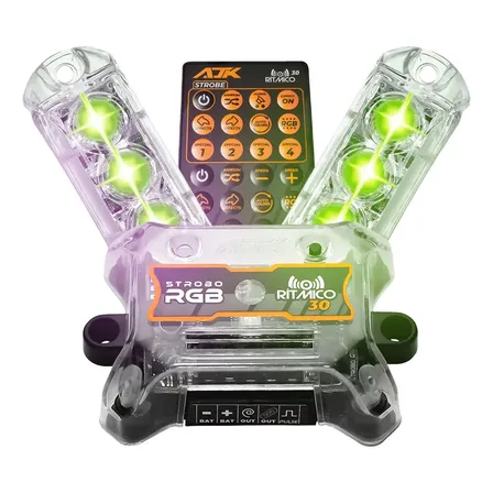 Kit Strobo Ajk Rgb Led 2 Faróis Colorido Forte + Controle