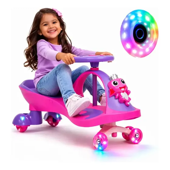 Carrinho Gira 360º Bh Sapinho Feliz, Rodinha De Led Cor Rosa E Lilás