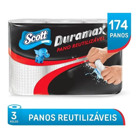 Pano Reutilizável Duramax Com 3 Rolos De 58 Unidades Cada Branco Scott