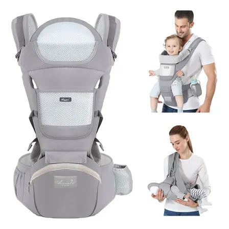 Canguru Ergonômico Bebê 3 em 1 Hygge Moments 12 Posições Cinza