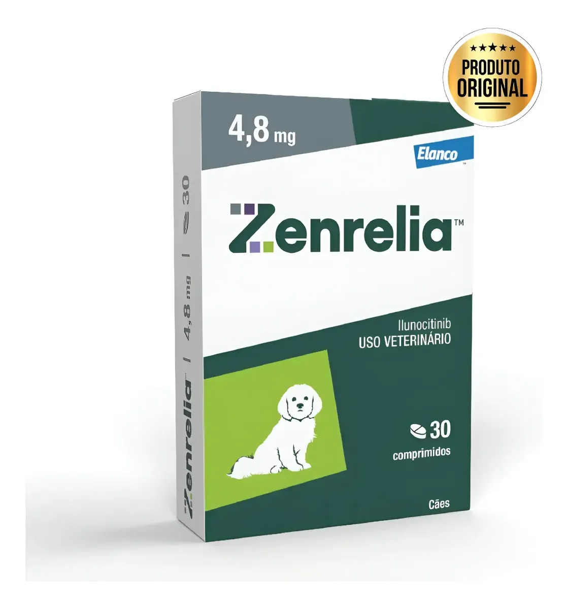 Zenrelia 4,8mg Anti-coceira Dermatite Cães Elanco Cx 30comp Verde-escuro