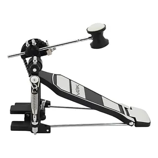 Pedal De Bumbo Para Bateria Acústica e Eletrônica Voik VPB-40 Corrente Simples Tensão Ajustável Ajuste de Altura Base em Metal Cor Prata e Preto