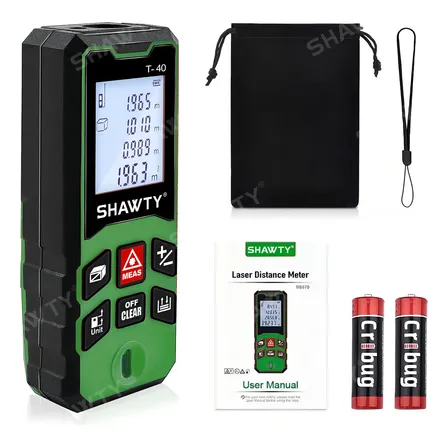 Shawty Trena a Laser Digital Multifuncional 40M Precisão ±1,5mm, Mede Área, Volume, Altura com Nível Integrado e Memória, para construção e reformas