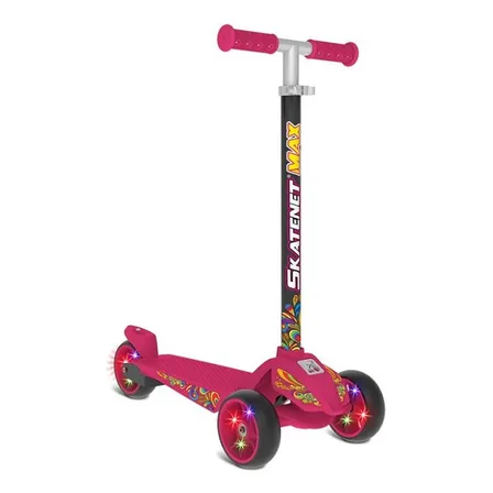 Patinete Skatenet Max com Led Ajustável Pink Bandeirante infantil