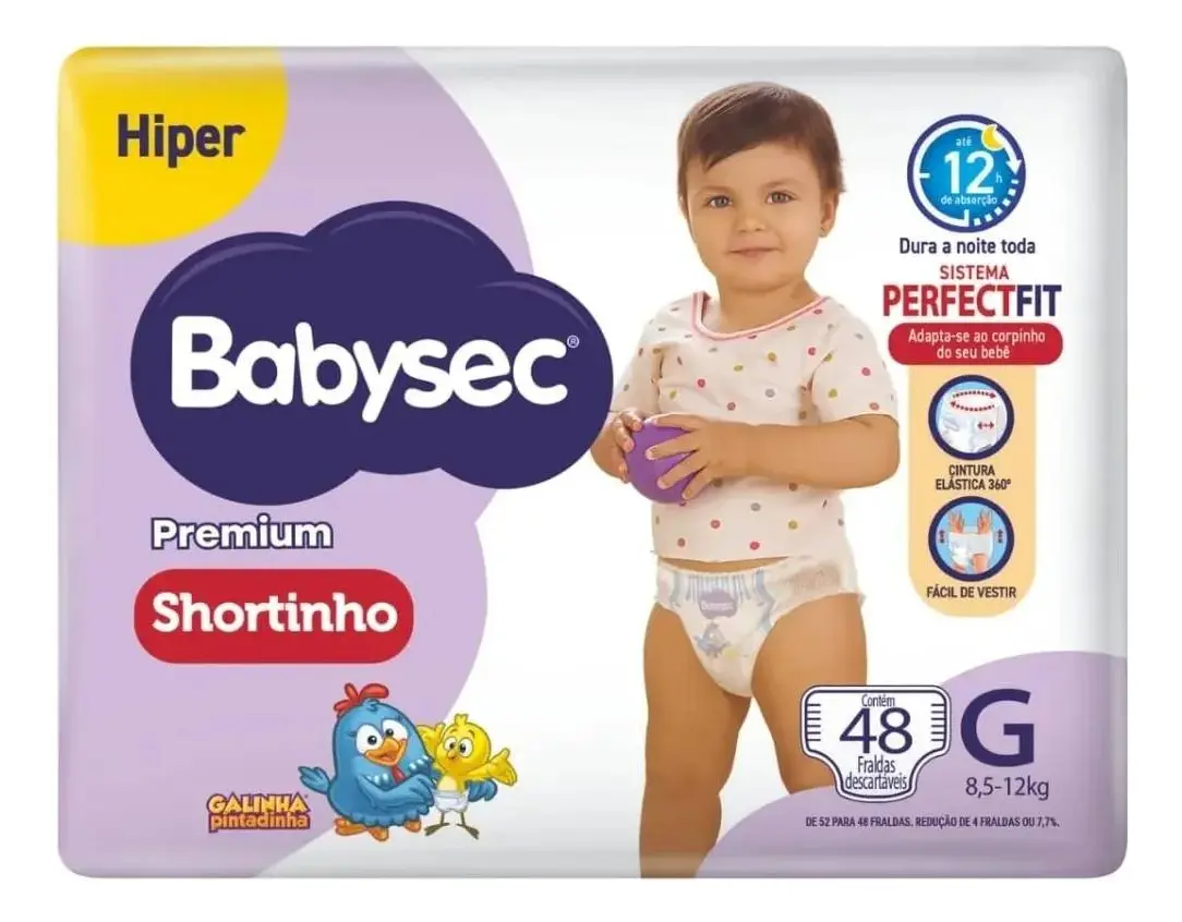 Fralda Infantil Premium Shortinho Hiper G 1x48 Babysec