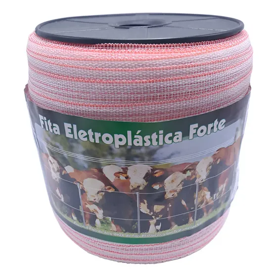 Fita De Cerca Elétrica Eletro Plástica Rural 12mm Rolo 200m Cor Vermelho / Branco