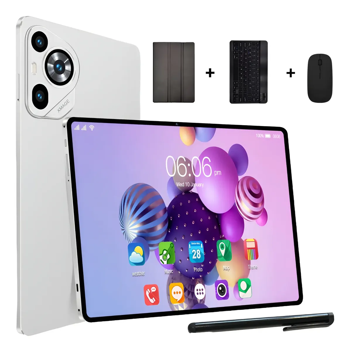 Tablet Com Teclado/capa P70 Ultra 10.1 256gb Rom 8gb Ram Prateado