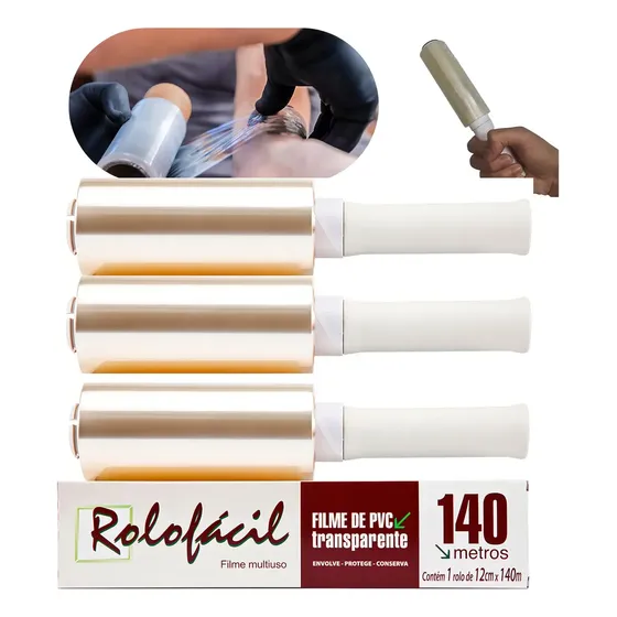 Filme Pvc Rolofácil Clínica Tatuador Estética 12 Cm X 140 M