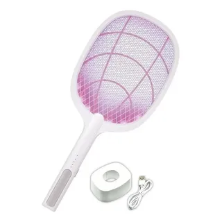 Raquete elétrica mata mosquitos, insetos, armadilha 2 em 1 e luz UV recarregável para raquete
