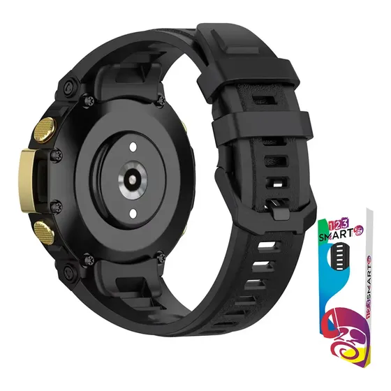 Pulseira De Silicone Marca 123smart 123-rex-60 Compativel Com Amazfit T-rex 2 - Cor Preto