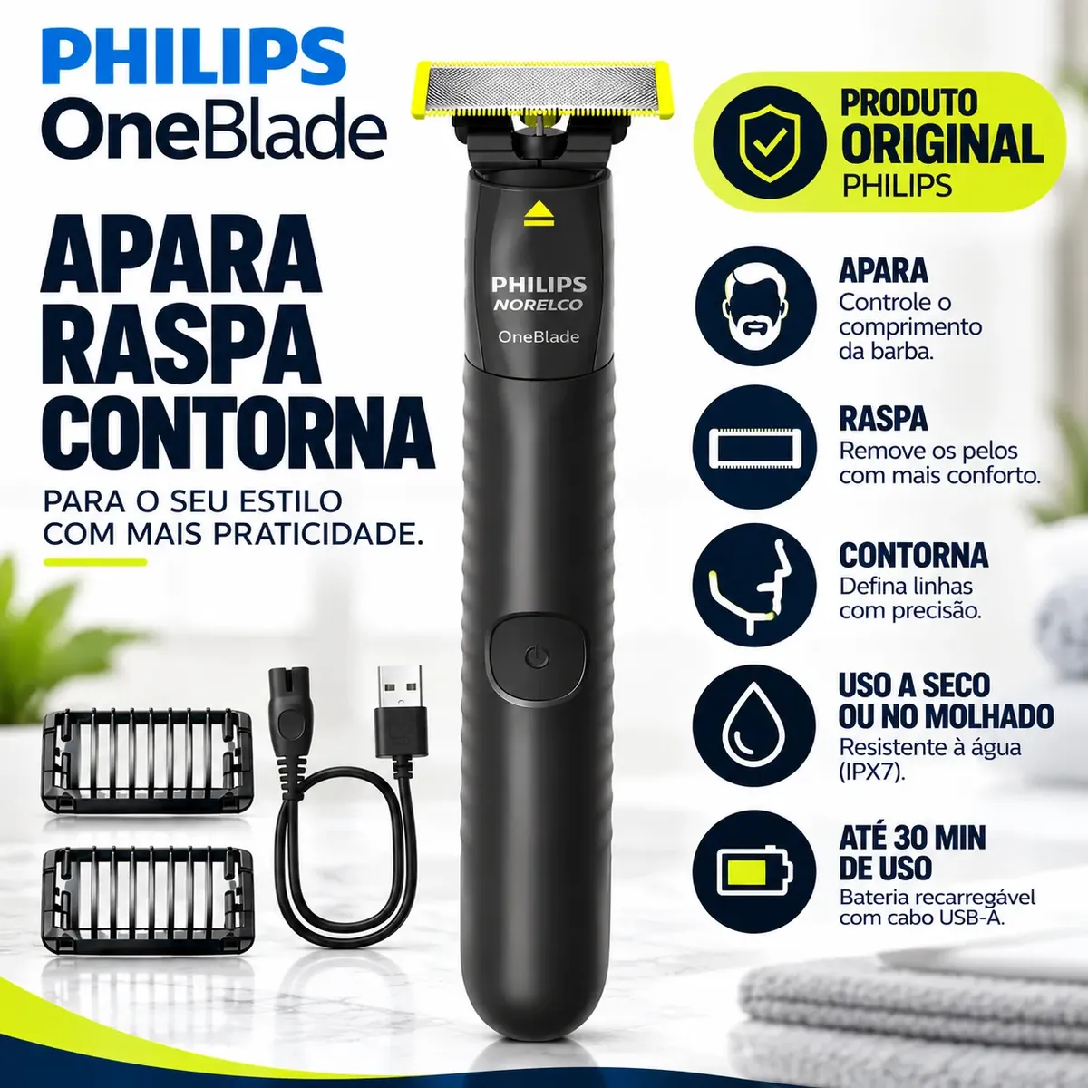 Aparador Pelos Philips Qp1424 2 Pentes Sem Fio Prova D'água Cinza-escuro