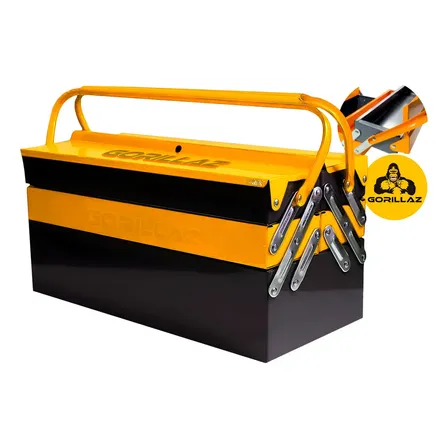 Caixa Para Ferramentas Sanfonada Com 5 Gavetas Metálica 42cm Amarelo E Preto Grz-5g Gorillaz Preto/amarelo