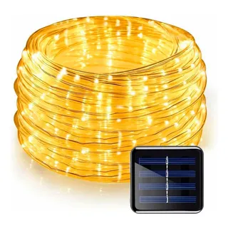 12m 100led Solar Luz De Tubo Natal Decorar Pisca Piscas Luzes Branco Quente