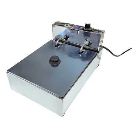 Fritadeira Elétrica Industrial Inox 5L Casinha Com Tampa e Termostato