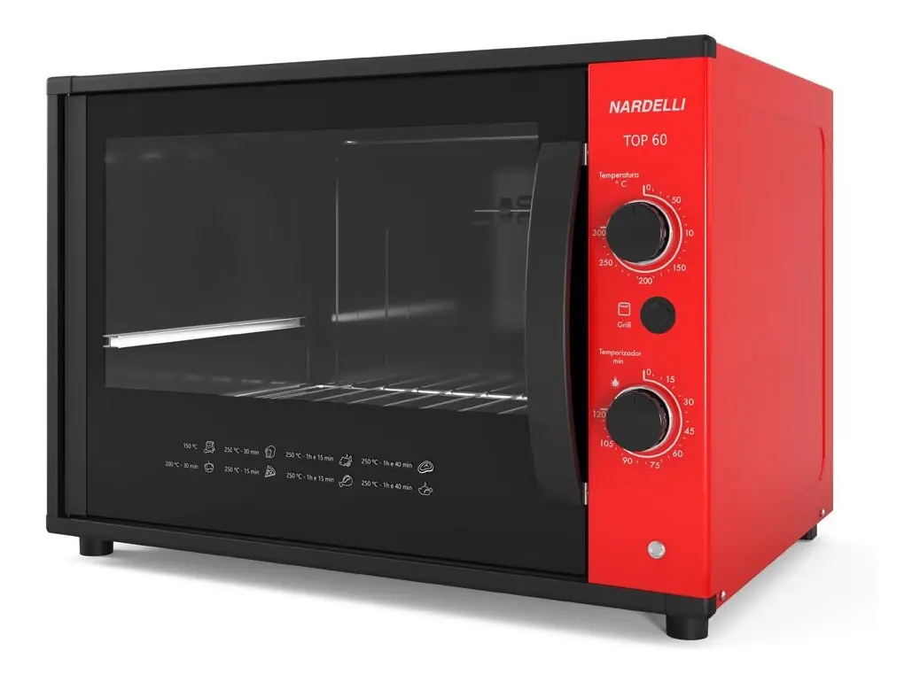 Forno Nardelli Elétrico Bancada Top 60 Litros Cor Vermelho