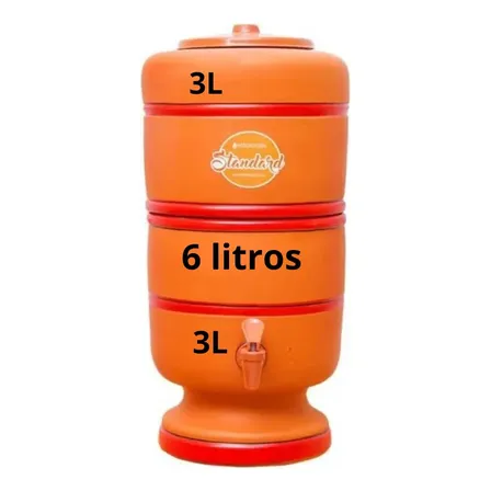 Filtro Barro 6 Litros 3L+3L 1 Vela Cerâmica + 1 Boia Anti Transbordo opicional
