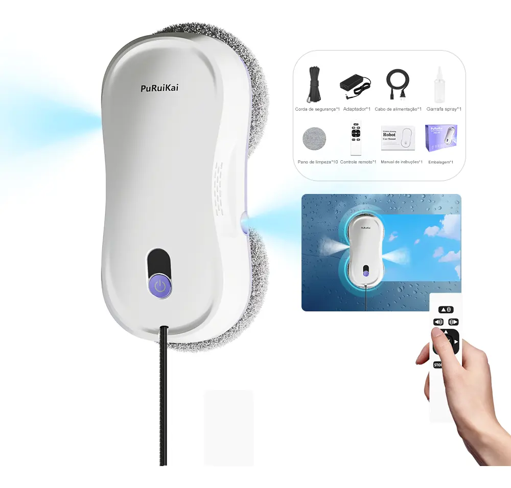 Robô Inteligente Limpa Vidro Puruikai Bivolt | Frete Grátis Branco 127/220v