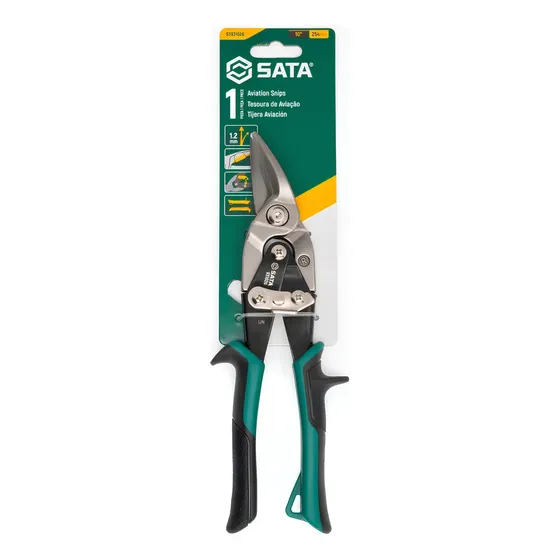 Tesoura Aviação 10 Corte Direito St93102g Sata Verde