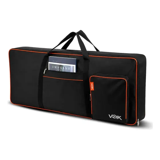 Capa Bag Teclado Musical Acolchoada Voik CT176 Casio Yamaha Alças Duplas De Costas E Mãos Resistente a Agua Cor Preto