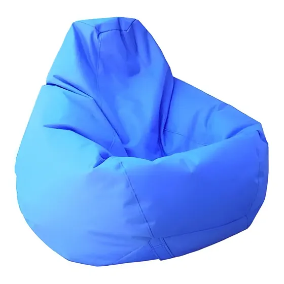 Puff Pera Infantil Azul Liso Couro Sintético Atelier Sopuffs