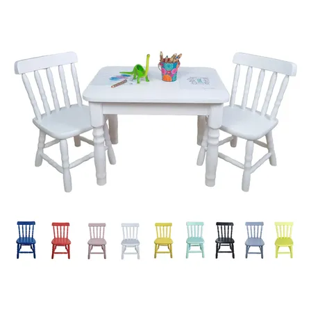 Conjunto Mesa Infantil Madeira Com 2 Cadeiras Resistente Criança Escolar