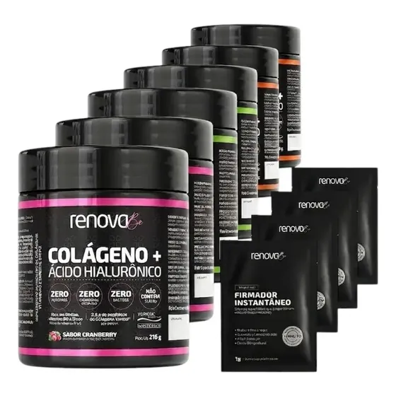 Kit 6 Colágeno Renova Be Verisol + Sachê Facelifting Pro 2 Tangerina, 2 Limão, 2 Cranberry