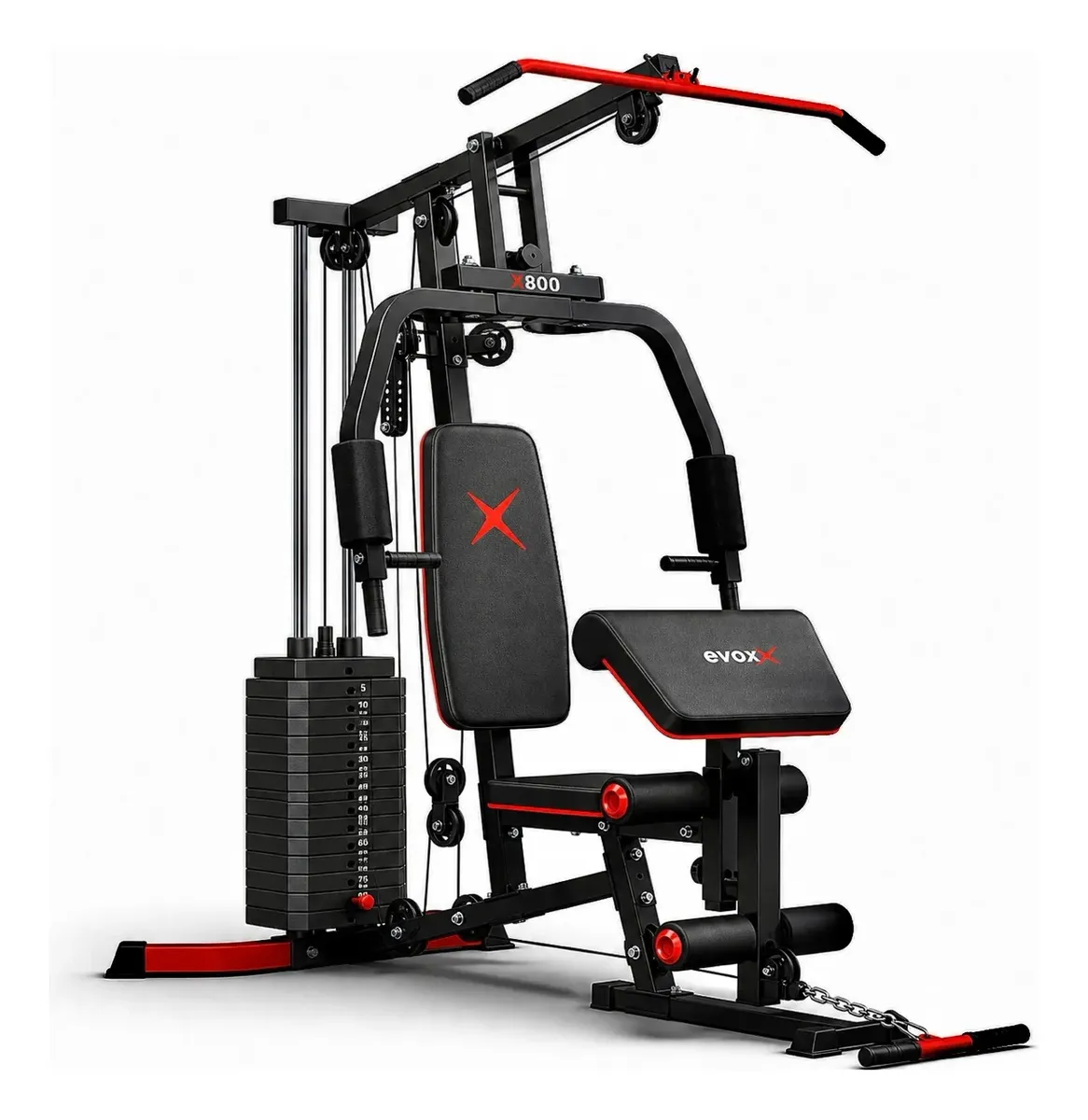 Estação De Musculação Evox Fitness X800 90kg Usuário 120kg Preto