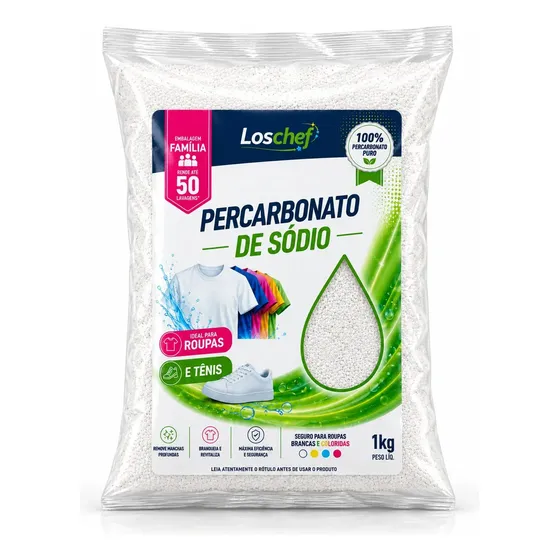 Percarbonato De Sódio 1kg 100% Puro Extra Fino Los Chef Tira Manchas Roupa Colorida e Branca Alvejante Natural