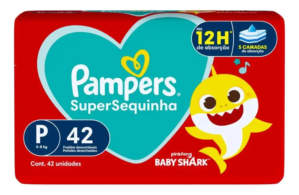 Fralda Infantil Pampers Supersec Mega 5 A 8 Kg P 42 Unidades Tamanho Pequeno (P)