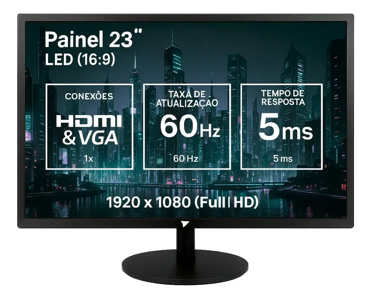 Monitor Mrpc 23 Full Hd Hdmi Vga Para Escritório E Games Preto 127/220v