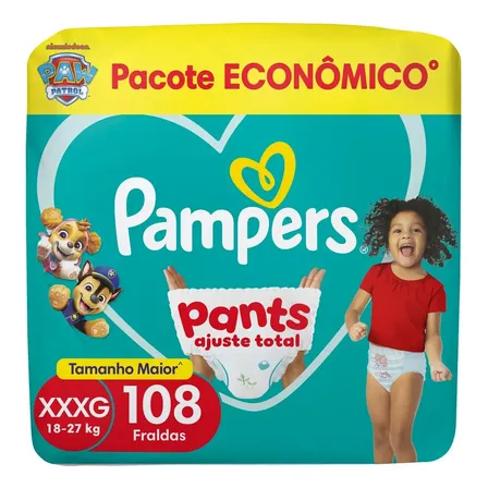 Fralda Pampers Pants Ajuste Total Tamanho Xxxg 108 Unidades (em 2 Pacotes De 54 Unidades) Extra Extra Extra Grande (xxxg) Sem Gênero
