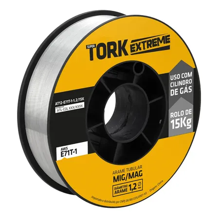 Arame Para Solda Mig Tubular Bitola 1.2mm 15kg E71t Tork Cor Cinza