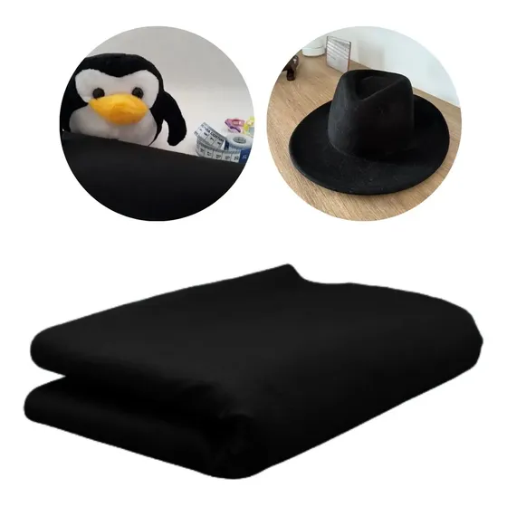 Feltro Liso Preto Santa Fé 50x140cm Poliester Artesanato Costura