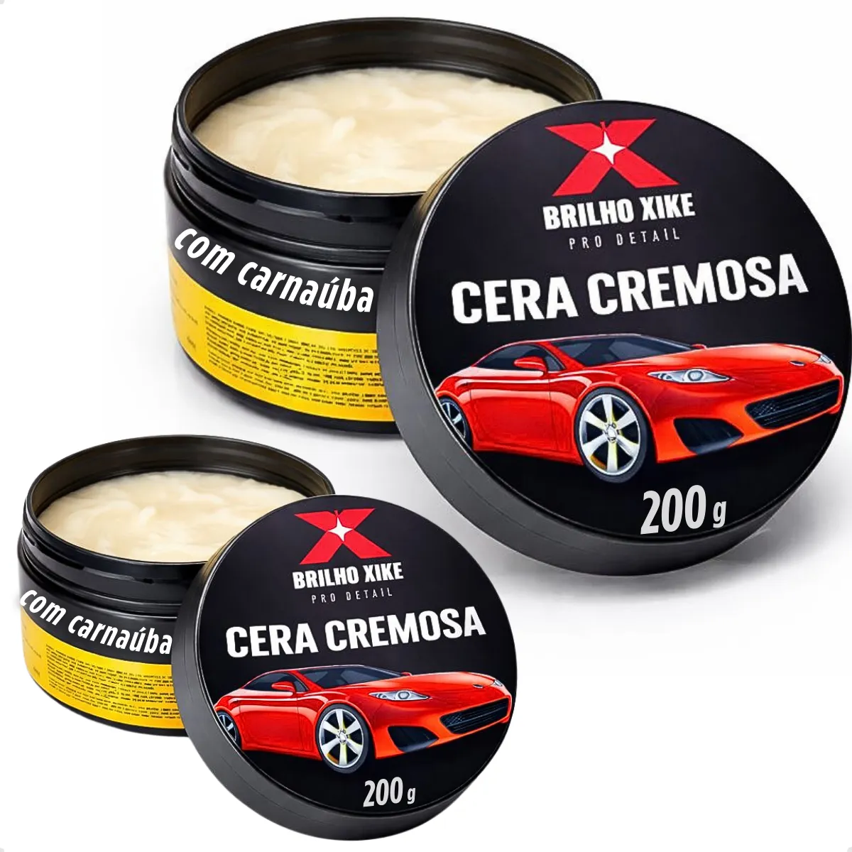 Kit 2 Cera Automotiva Carnauba Polimento Riscos E Queimados