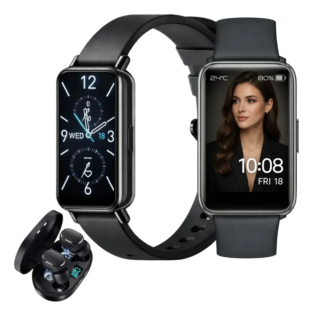 Smartwatch Para Xiaomi Redmi Huawei iPhone Galaxy + Fone Preto