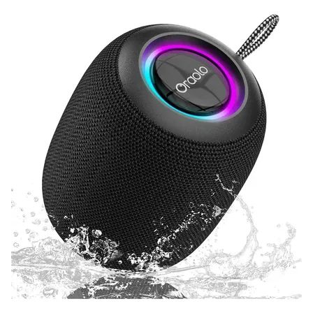 Caixa De Som Oraolo Bs-01 Bluetooth Preta Ipx7, 15w Com Led E 30h De Bateria Preto 5v