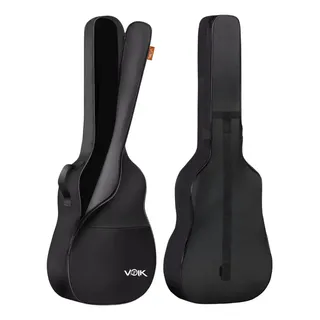Capa Para Violão Folk Classico Simples Preta Com Bolso Externo Com Zíper Cor Preto Voik Cv-4101p